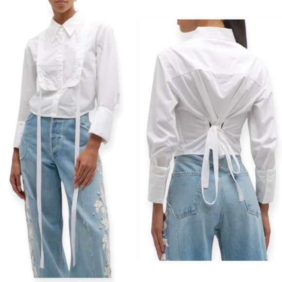 Citizens of Humanity Virginia Tuxedo Bib Shirt, White, Size S, New with tag - Picture 1 of 16
